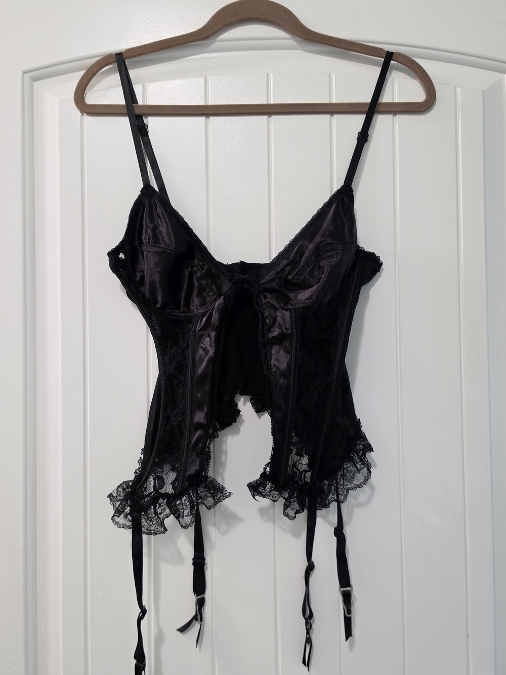 Vintage 90s Romantic Moods Black Lace & Satin Corset Bustier